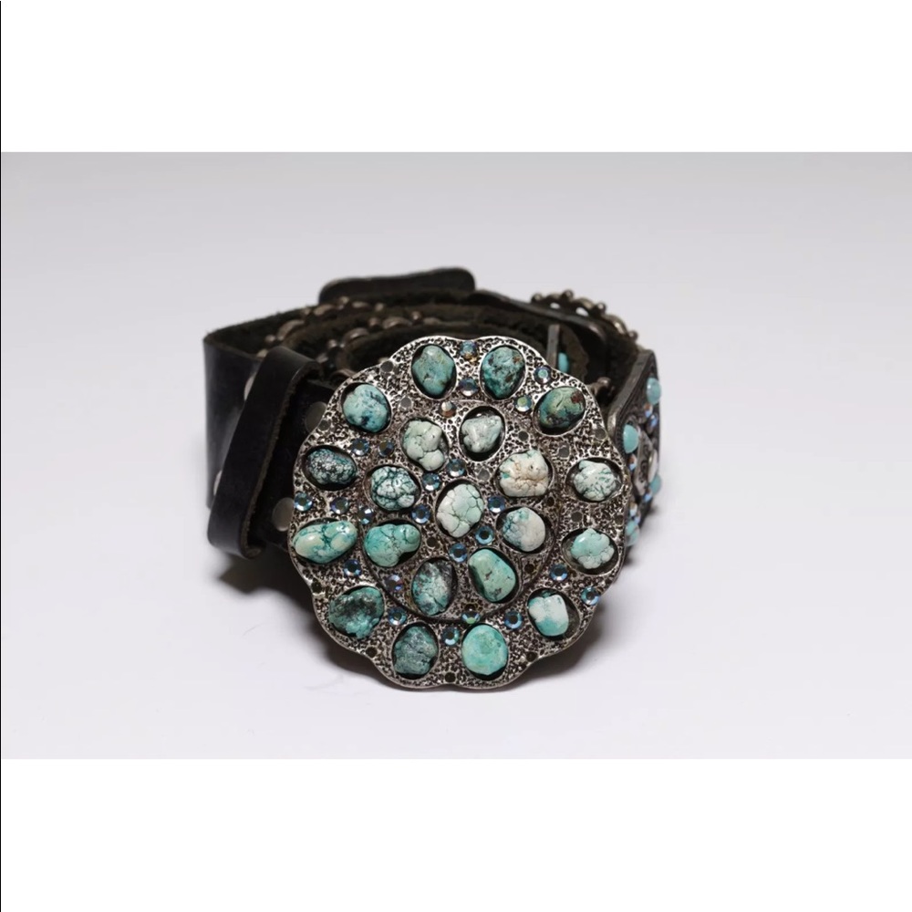 Turquoise embellished leatherrock 39inches